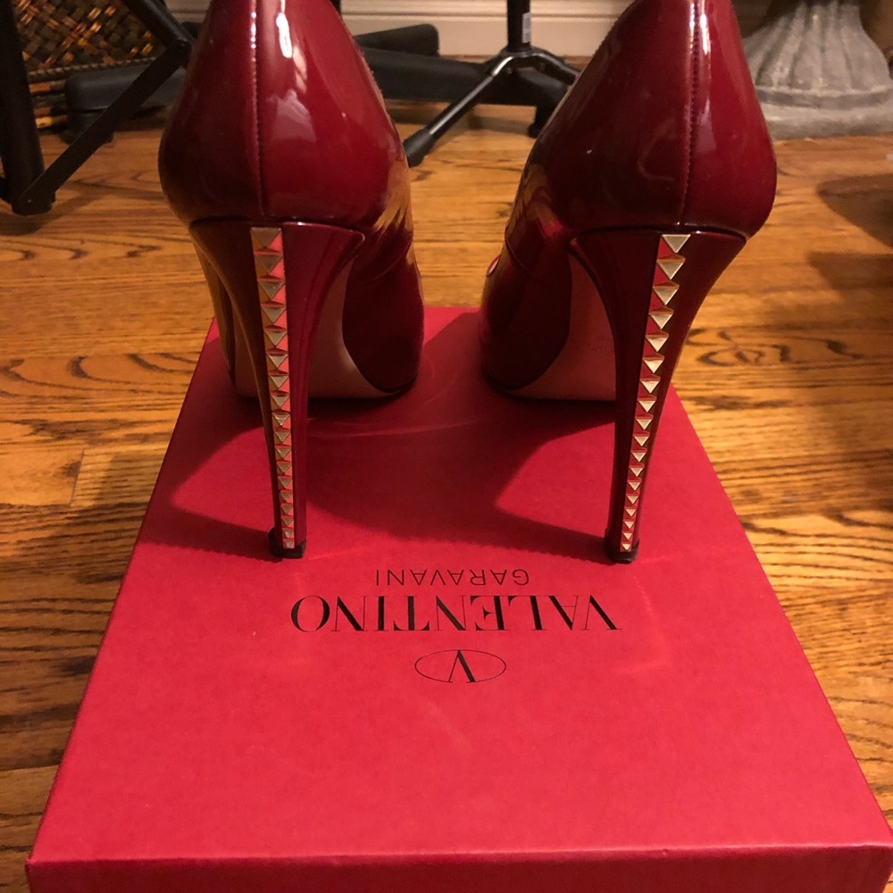 Valentino peep toe heels with studs on heel